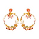 Mushroom And Crystal Tassel Enamel Stud Earrings