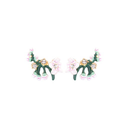 Cherry Blossom And Branch Enamel Earrings
