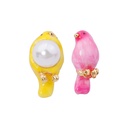 Pearl Bird Enamel Earrings Jewelry Stud Clip Earrings