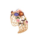 Flower And Stone Enamel Bangle Bracelet