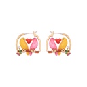 Pink Yellow Small Bird Heart 925 Silver Enamel Earrings Jewelry Hook Earrings