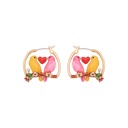 Pink Yellow Small Bird Heart 925 Silver Enamel Earrings Jewelry Hook Earrings