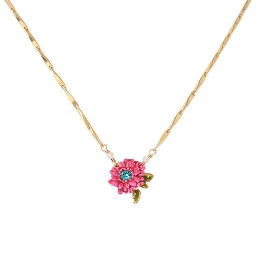 Plant Series Colored Daisy Flower Necklace Green Leaf Set Sapphire Clavicle Chain