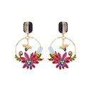 Purple Spotted Flower Enamel Earrings Jewelry Stud Clip Earrings