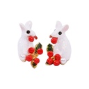 Rabbit and Fruit Enamel Earrings