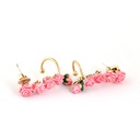 Pink Rose Flower Bud Enamel Stud Earrings Jewelry Gift