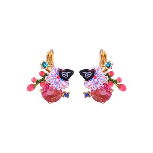 Ruby Enamel Flower Enamel Earrings Jewelry Clip Hook Earrings