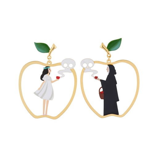Snow White and Queen Girl Enamel Earrings