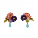 Violet Peony Flower Water-drop Enamel Earrings Jewelry Stud Earrings