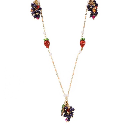 Strawberry And Grape Pendant Enamel Necklace
