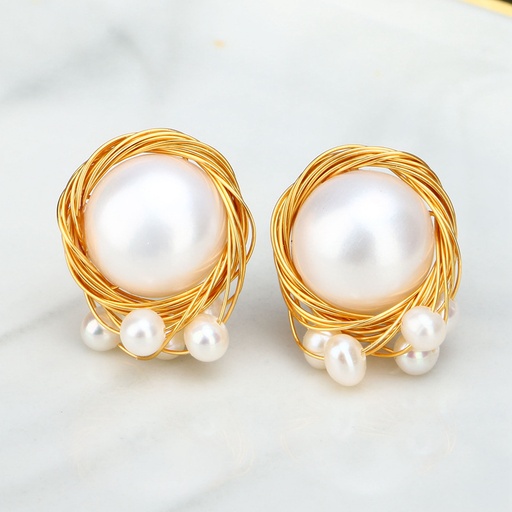 Freshwater Pearl Jewelry Bridesmaids Wedding Stud Earrings