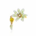 Gardenia Flower With Pearl And Crystal Enamel Adjustable Ring