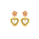 Little Pink Daisy Flower And Heart Enamel Earrings