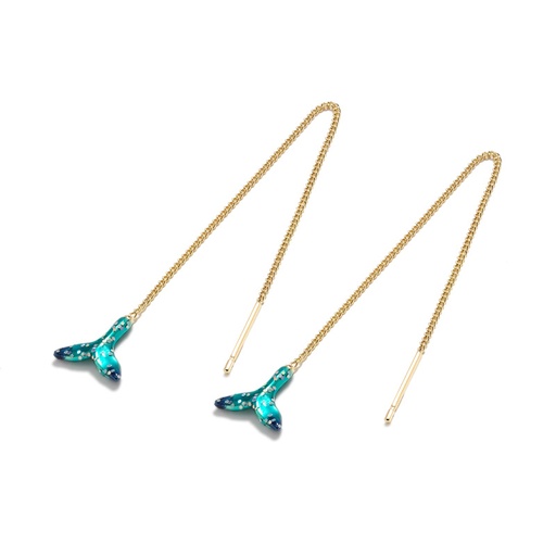 Mermaid Fish Tail Long Tassel Enamel Earrings