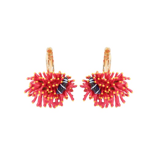 Coral And Fish Enamel Hook Earrings