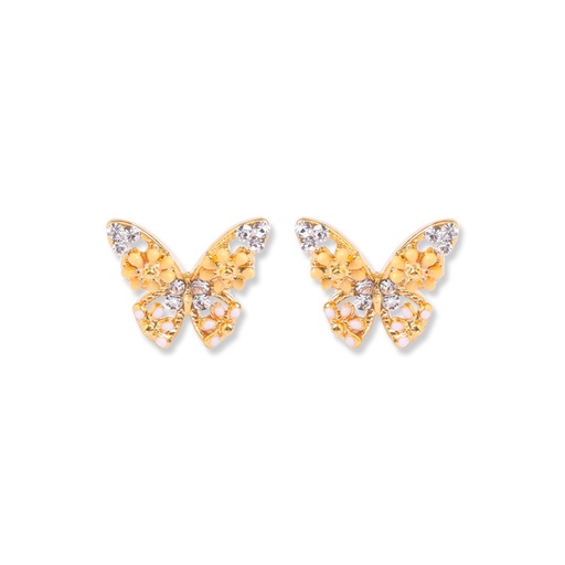 Butterfly With Zircon Enamel Stud Earrings Jewelry Gift
