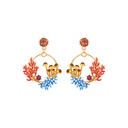 Coral and Crystal Enamel Earrings