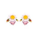 Daisy On Faceted Crystal Enamel Earrings