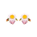 Daisy On Faceted Crystal Enamel Earrings