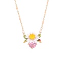 Daisy On Faceted Crystal Enamel Necklace